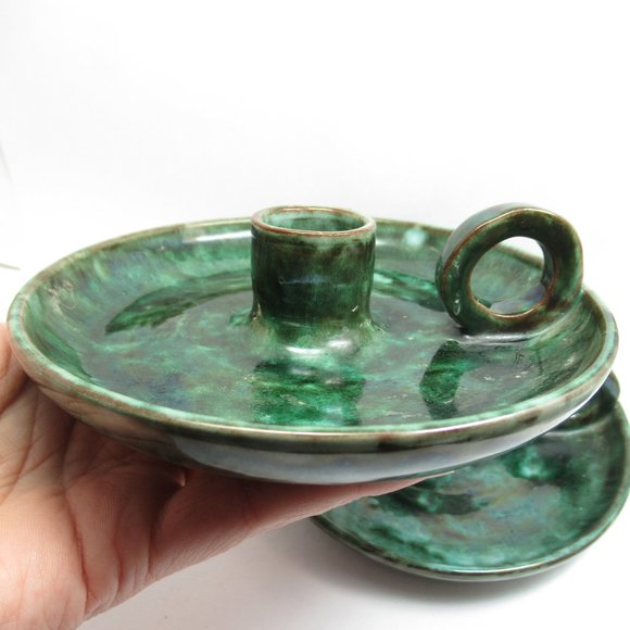Green Pottery Candle Holders - Picture 6 of 16